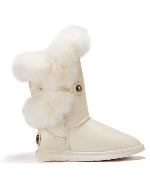 Boots fourrées en Velours de Cuir Short blanches