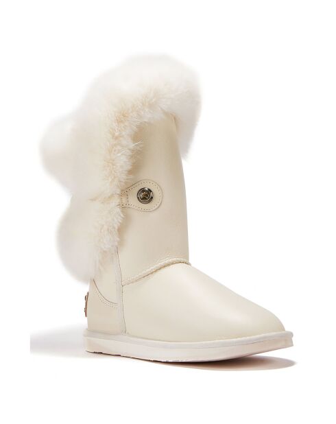 Boots fourrées en Velours de Cuir Short blanches