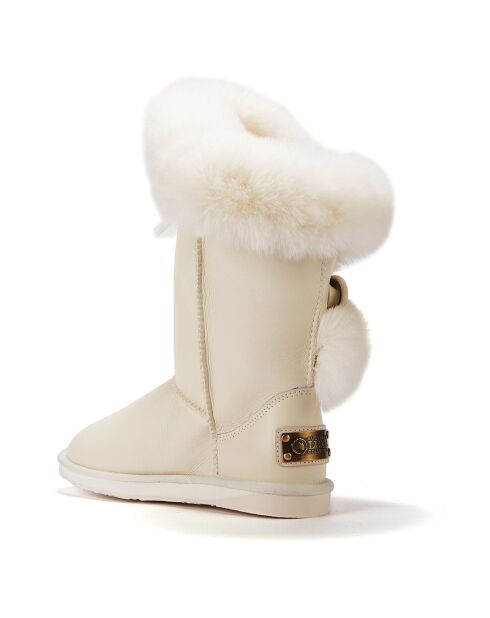 Boots fourrées en Velours de Cuir Short blanches