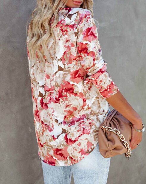 Chemise Lea écru/pink/floral