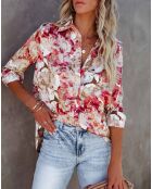 Chemise Lea écru/pink/floral