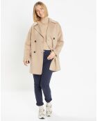 Manteau caban en Laine Aglae beige foncé