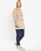 Manteau caban en Laine Aglae beige foncé