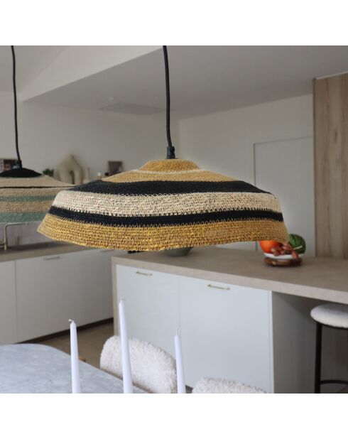 Suspension en Jonc de Mer Trinidad naturel/noir -  45x13 cm