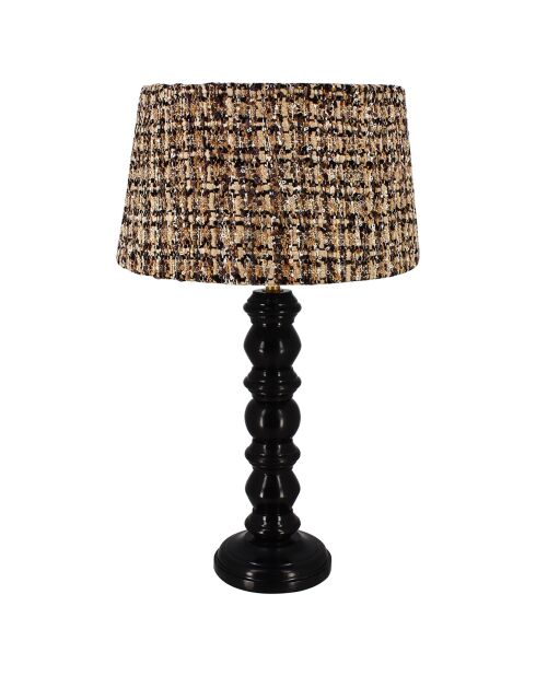 Lampe à poser abat-jour en Tweed Romy beige/noir - 12.5x13x51 cm