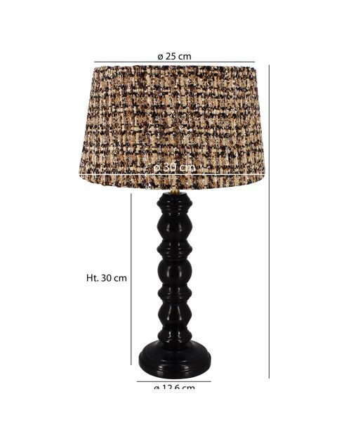 Lampe à poser abat-jour en Tweed Romy beige/noir - 12.5x13x51 cm