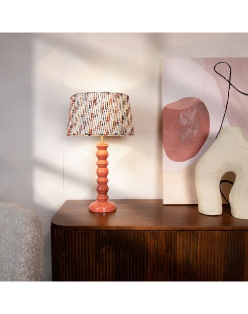 Lampe à poser abat-jour en Tweed Romy terracotta - 12.5x13x51 cm