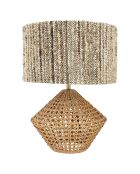 Lampe à poser en Rotin & Tweed fait main Lina naturelle - 36x36x48.5 cm