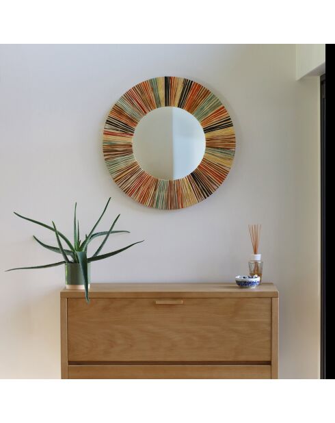 Miroir en Raphia fait main Jolo naturel - D.70 cm