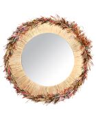 Miroir en Raphia avec franges Belaga multicolore/naturel - D.86 cm