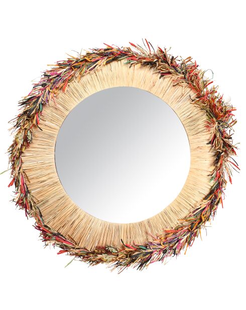 Miroir en Raphia avec franges Belaga multicolore/naturel - D.86 cm