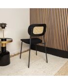 2 Chaises en Rotin & Velours cotelé Nosara noires - 47x53x82 cm