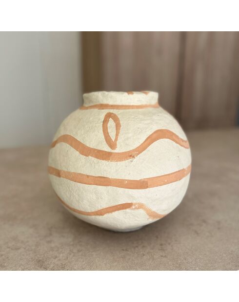 Vase en Papier Mâché Merzouga sable/terracotta - 30x30x30 cm