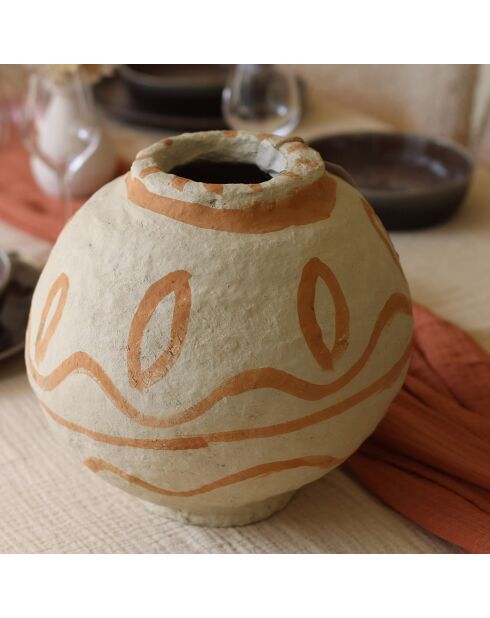 Vaso Merzouga in cartapesta sabbia/terracotta - 30x30x30 cm