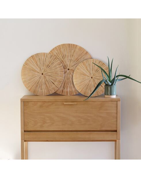 3 decorazioni da parete in rafia Miri naturale - D60/50/40 cm