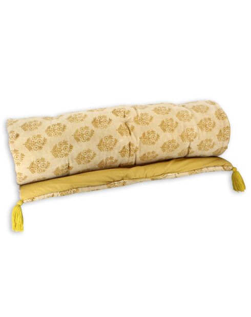 Sofa Cover en Velours imprimé Dori beige/jaune - 70x180 cm