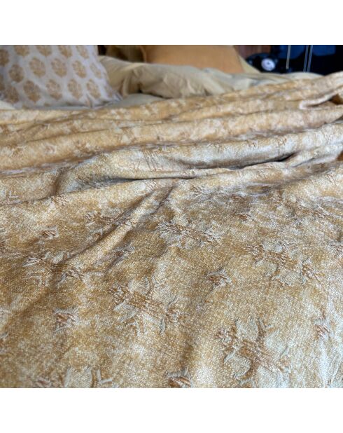 Colcha Kilim tejida en relieve amarillo bizantino - 140x220 cm