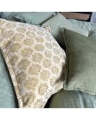 Coussin en Velours Vintage imprimé Dori beige - 45x45 cm