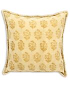 Coussin en Velours Vintage imprimé Dori jaune - 45x45 cm