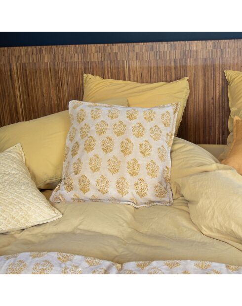 Cuscino vintage in velluto con stampa Dori gialla - 45x45 cm