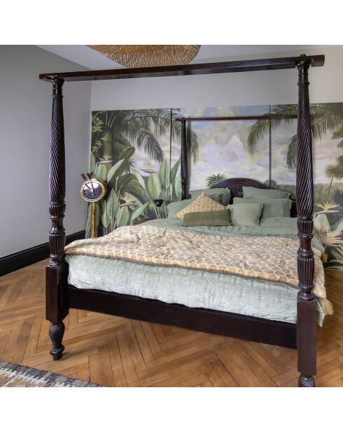 Cuscino vintage in velluto con stampa Dori beige - 45x45 cm