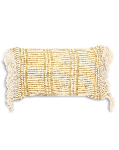 Coussin imprimé frangé Guama jaune - 30x50 cm