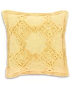 Coussin tissé frangé Candido jaune - 45x45 cm