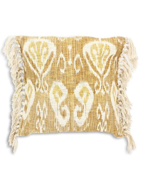 Coussin tissé frangé Itarema jaune - 45x45 cm