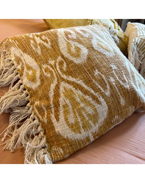 Cuscino in tessuto con frange giallo Itarema - 45x45 cm