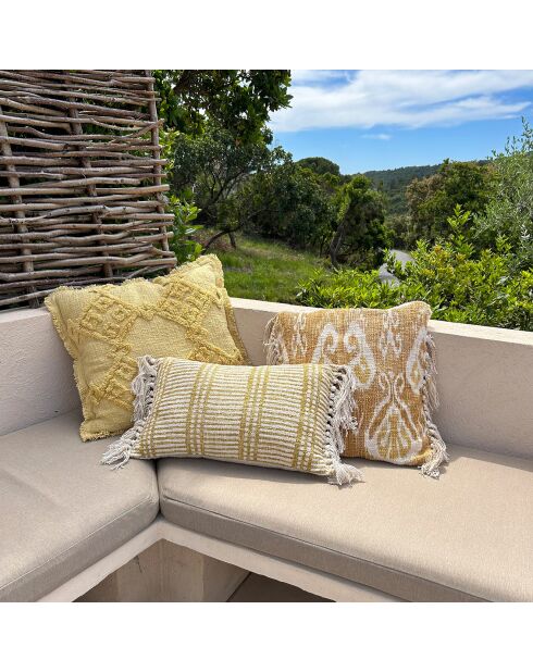 Cuscino in tessuto con frange giallo Itarema - 45x45 cm