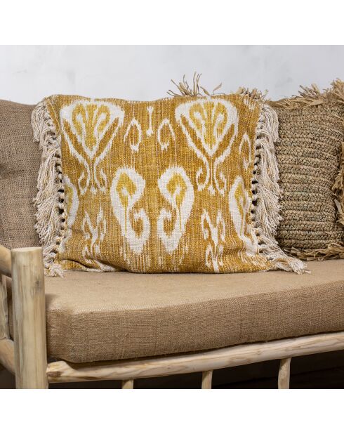 Cuscino in tessuto con frange giallo Itarema - 45x45 cm