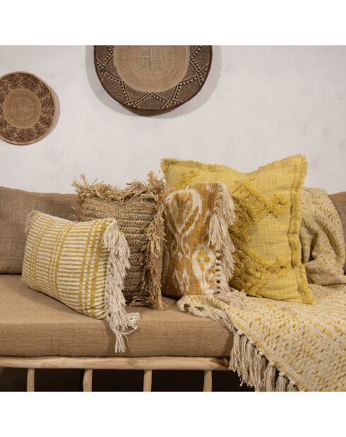 Cuscino in tessuto con frange giallo Itarema - 45x45 cm