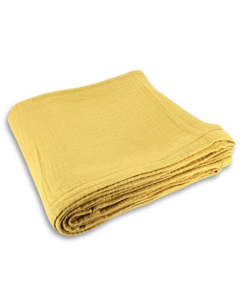 Mantel Camaro de algodón 100% gasa doble, color amarillo, 150 x 250 cm