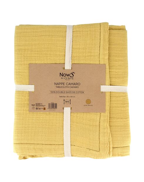 Mantel Camaro de algodón 100% gasa doble, color amarillo, 150 x 250 cm