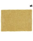 4 gelbe Anoki-Tischsets aus Leinenmischung mit Fransen, 38 x 54 cm
