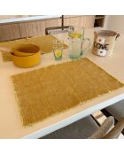 4 gelbe Anoki-Tischsets aus Leinenmischung mit Fransen, 38 x 54 cm