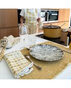 4 gelbe Anoki-Tischsets aus Leinenmischung mit Fransen, 38 x 54 cm