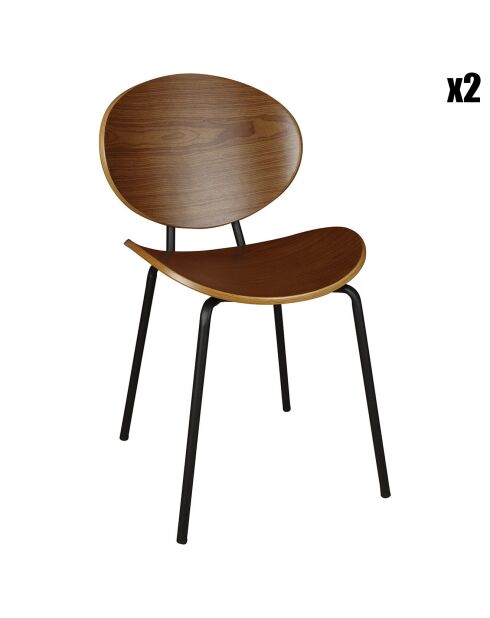 2 Chaises en Bois Gaspard marron/noir - 49x57.5x82.5 cm