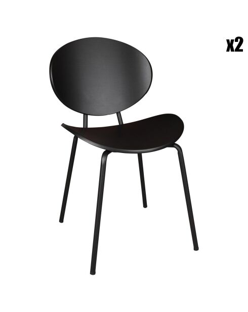 2 Chaises en Bois Gaspard noires - 49x57.5x82.5 cm