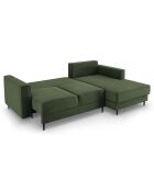 Canapé d'angle droit convertible avec coffre fano 4 places vert bouteille - 242x174x89 cm