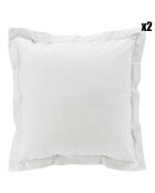 2 Taies d'oreiller volant plat 100% percale de coton Percaline blancs