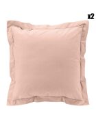 2 kussenslopen, platte ruche, 100% katoen, percaline nude