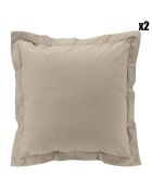 2 Taies d'oreiller volant plat 100% percale de coton Percaline sable