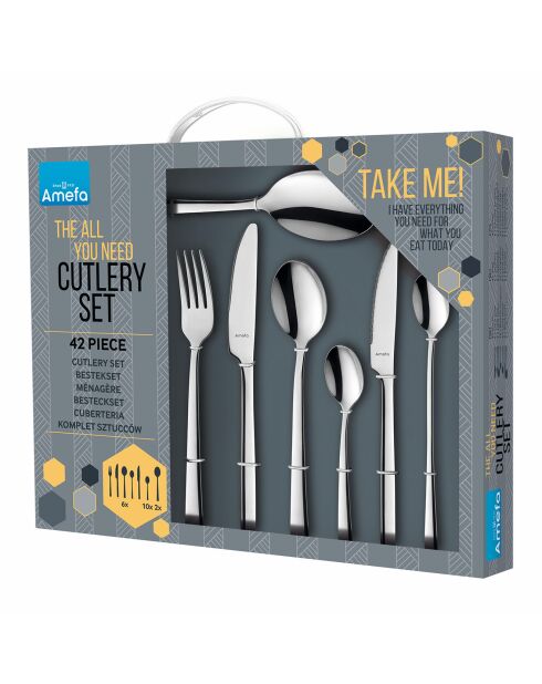 Coffret ménagère Alta gris  - 42 pièces