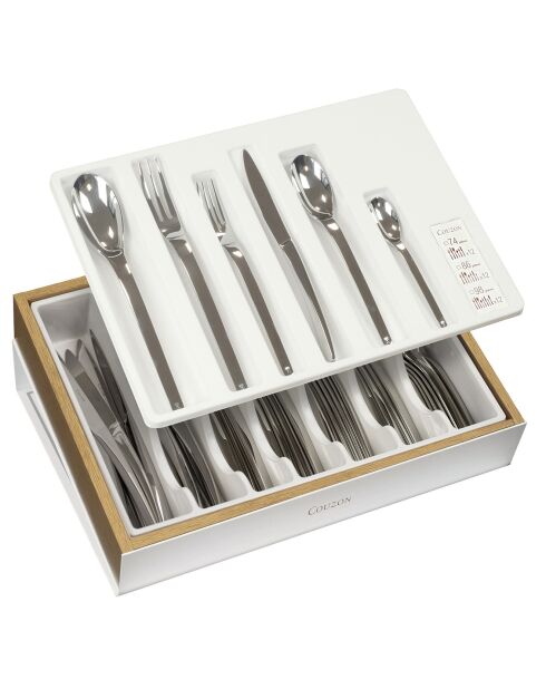 Coffret de rangement Ecrin bois 48 à 98 couverts blanc -  40x30x8 cm