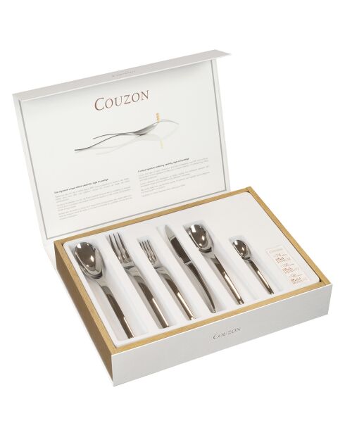 Coffret de rangement Ecrin bois 48 à 98 couverts blanc -  40x30x8 cm