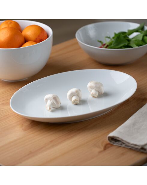 Plat ovale en Porcelaine Côme blanc -  38x24 cm