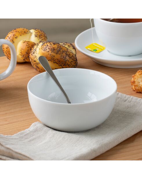 6 tazones de desayuno blancos de porcelana Como, 30 cl