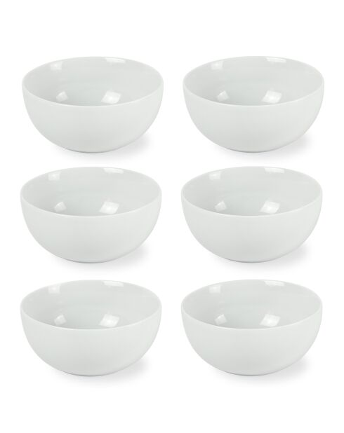 6 tazones de desayuno blancos de porcelana Como, 30 cl
