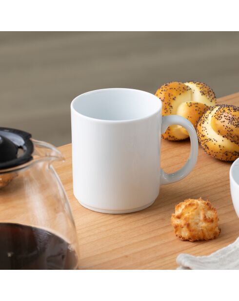 6 weiße Como-Porzellanbecher, 30 cl